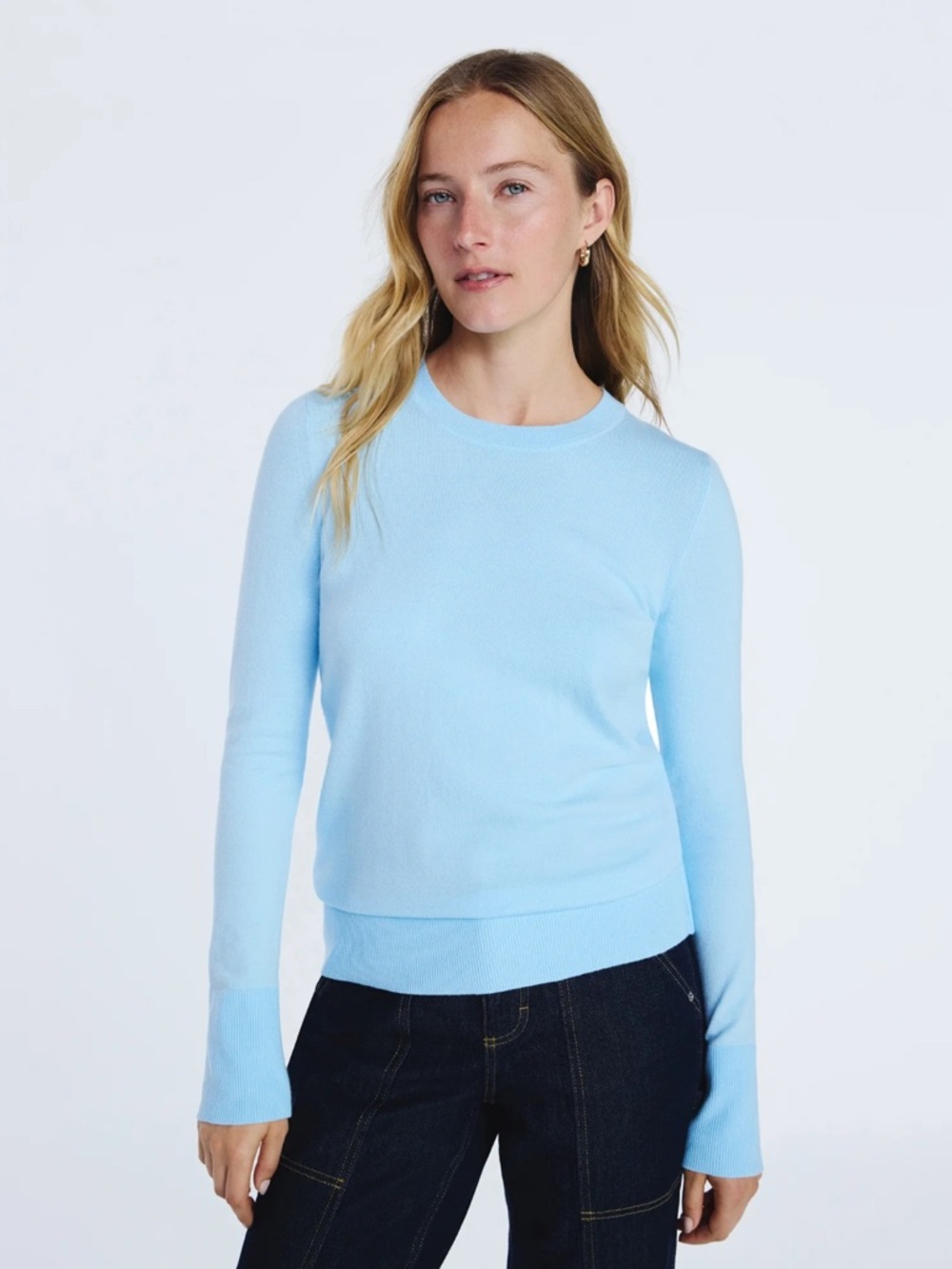 Light Blue Crewneck Sweater - Women's Classic Pullover
